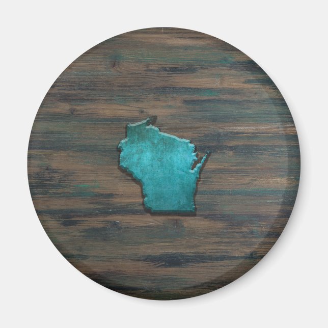 Wisconsin Shape Teal Magnet (Front)