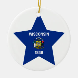 Wisconsin Star Ceramic Ornament