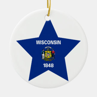 Wisconsin Star Ceramic Ornament