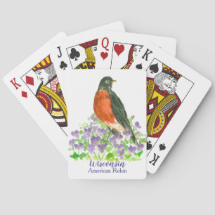 Wisconsin State Bird American Robin Playing Cards