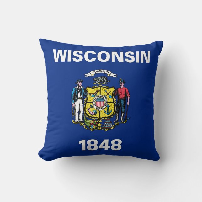 Wisconsin State Flag American MoJo Pillow (Front)