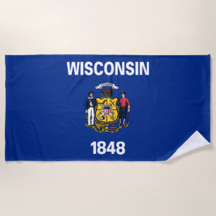 Wisconsin State Flag Beach Towel