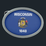 Wisconsin State Flag Belt Buckle<br><div class="desc">Patriotic Wisconsin state flag.</div>