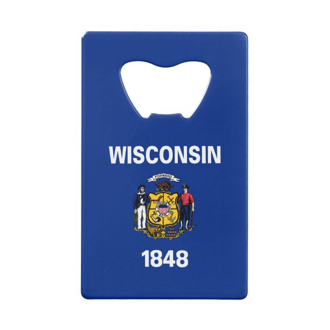 Wisconsin State Flag Credit Card Bottle Opener (Front)
