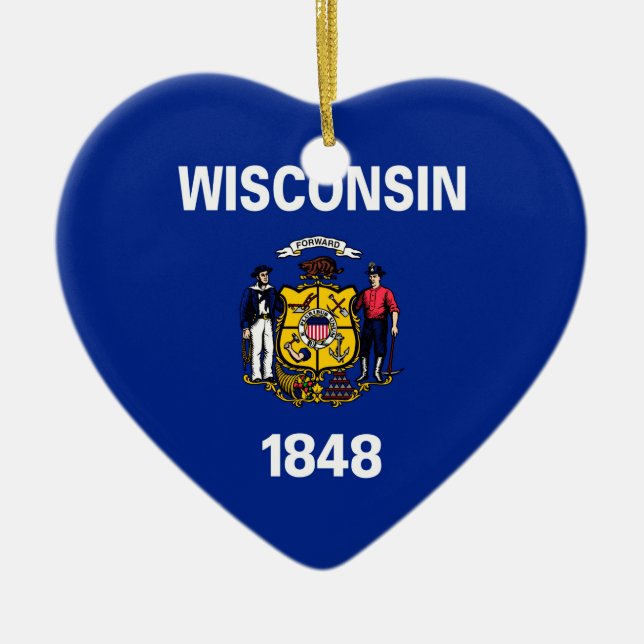 Wisconsin State Flag Design Ceramic Ornament (Front)