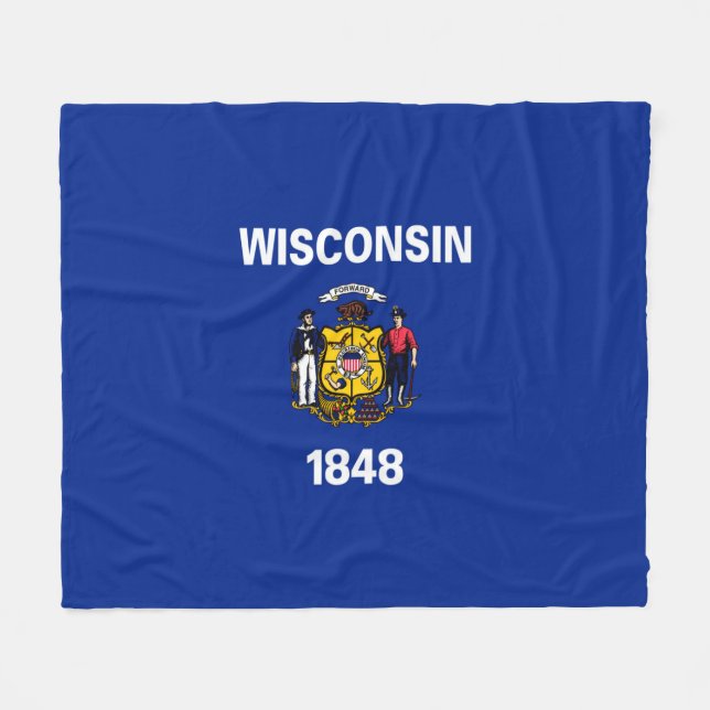 Wisconsin State Flag Design Fleece Blanket (Front (Horizontal))