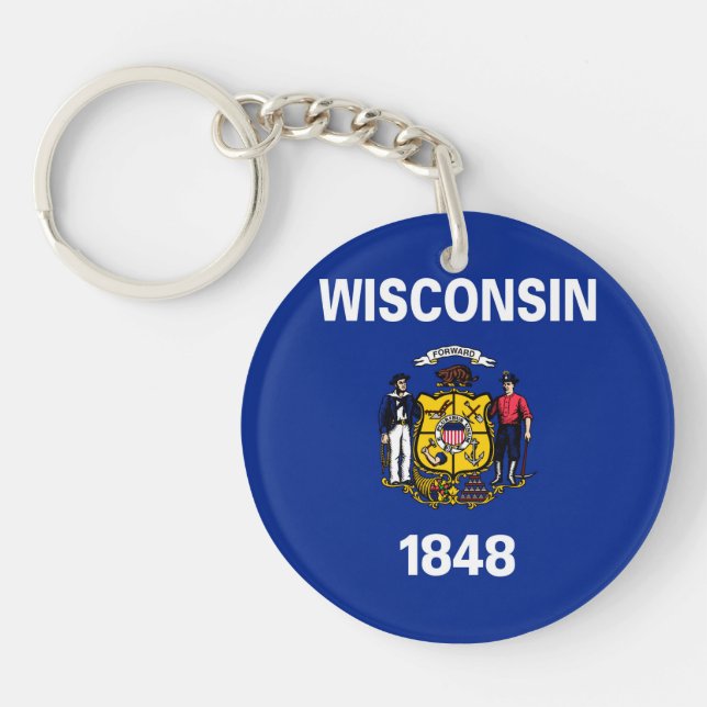 Wisconsin State Flag Design Keychain (Front)