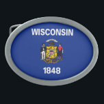 Wisconsin State Flag Design Oval Belt Buckle<br><div class="desc">Here's a Wisconsin State Flag Design presented on a variety of popular products. A great custom gift idea for all occasions and for anyone coming for a visit.</div>