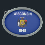 Wisconsin State Flag Design Oval Belt Buckle<br><div class="desc">Here's a Wisconsin State Flag Design presented on a variety of popular products. A great custom gift idea for all occasions and for anyone coming for a visit.</div>