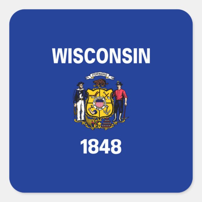 Wisconsin State Flag Design Square Sticker (Front)