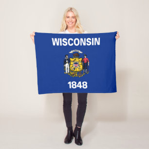 Wisconsin State Flag Fleece Blanket