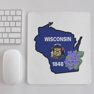 Wisconsin State Flag & Flower Common Blue Violet Mouse Pad