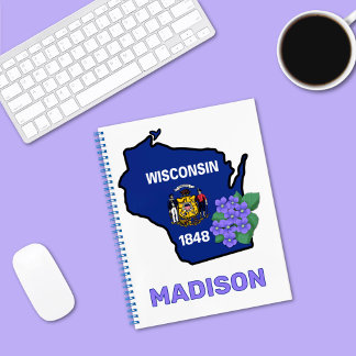 Wisconsin State Flag & Flower Common Blue Violet Notebook