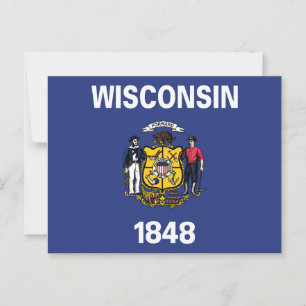 Wisconsin State Flag Sailor Miner Plow Anchor 1848 Postcard