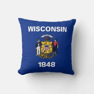 Wisconsin State Flag Throw Pillow