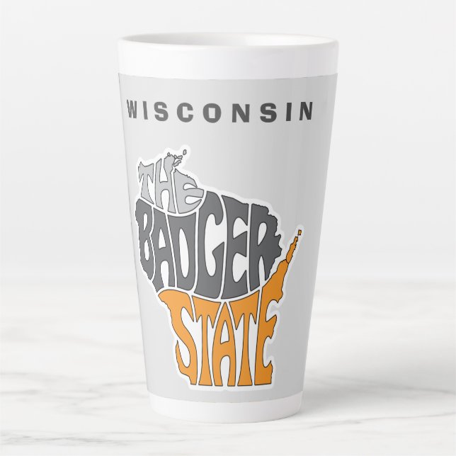 Wisconsin State Nickname Word Art Latte Mug (Front)