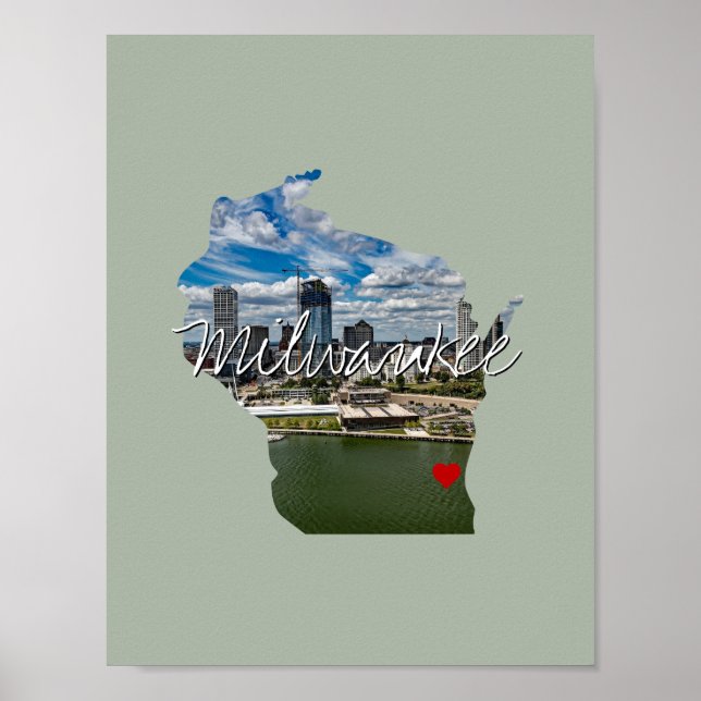 Wisconsin State Photo insert and town name Poster (Front)