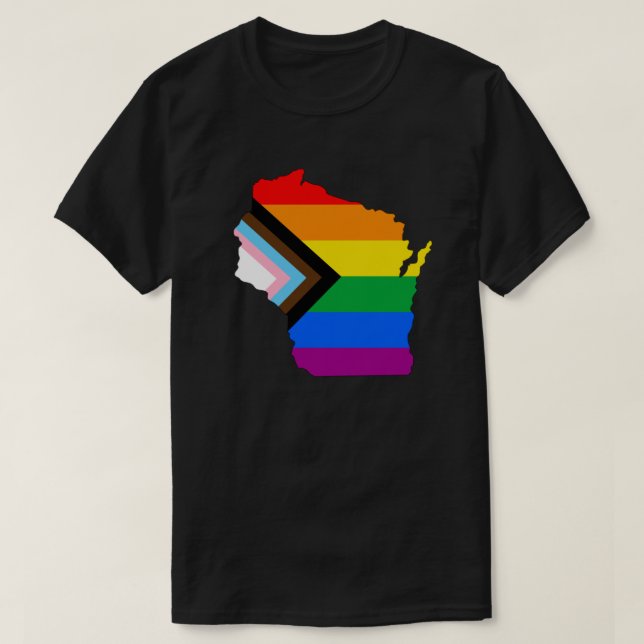 Wisconsin State Pride LGBTQ Progress Pride T-Shirt (Design Front)