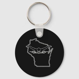 Wisconsin State Pride Tee Swim T Shirt Funny Swimm Keychain