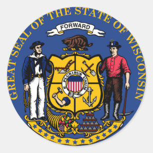 Wisconsin state seal.jpg classic round sticker