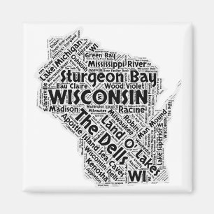 Wisconsin State Word Cloud Magnet