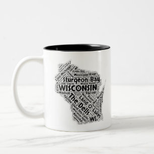 Wisconsin State Word Cloud Two-Tone Coffee Mug