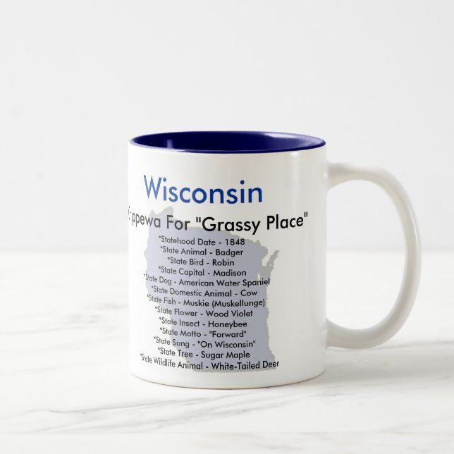 Wisconsin symbols & map Two-Tone coffee mug (Right)