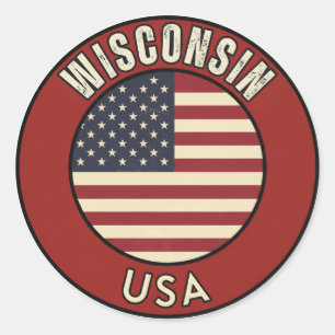 Wisconsin United States of America Classic Round Sticker