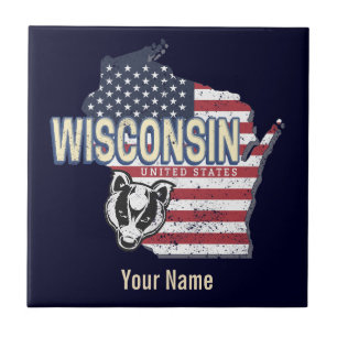 Wisconsin United States State Map Vintage USA Tile