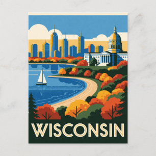 Wisconsin USA Great Lakes Northwoods Travel 🛶 Postcard