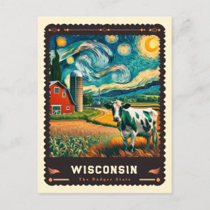 Wisconsin   Vincent Van Gogh Inspired Postcard
