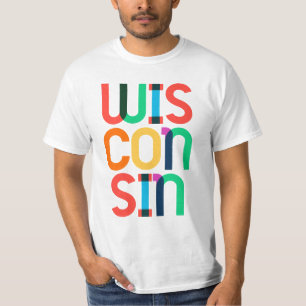 Wisconsin Vintage Retro Colourful 80s Pop Art T-Shirt