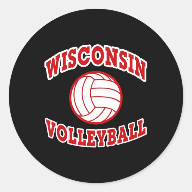 Wisconsin Volleyball Classic Style  Classic Round Sticker (Front)