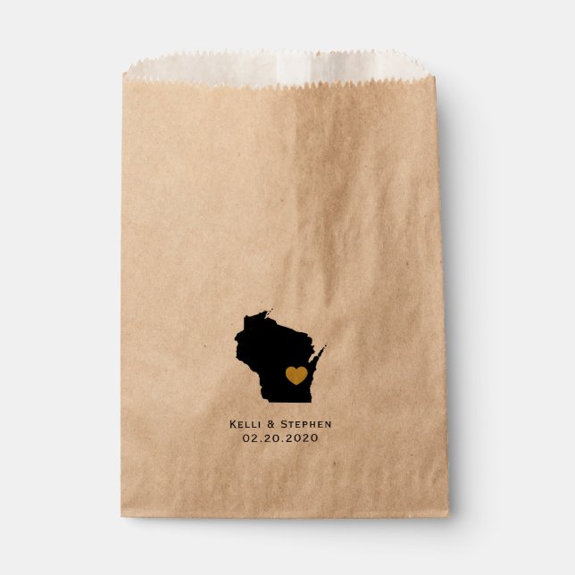 Wisconsin Wedding Favor Treat Sacks, Sacs Cadeaux (Devant)