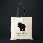 Wisconsin Wedding Welcome Tote Bag<br><div class="desc">Welcome out of town wedding guests with a bag full of snacks and treats personalized with the state where you're getting married and the bride and groom's names and wedding date. Click Customize It to move the heart to show any city or location on the state map. Use the design...</div>
