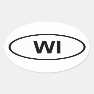 Wisconsin "WI" Oval Sticker