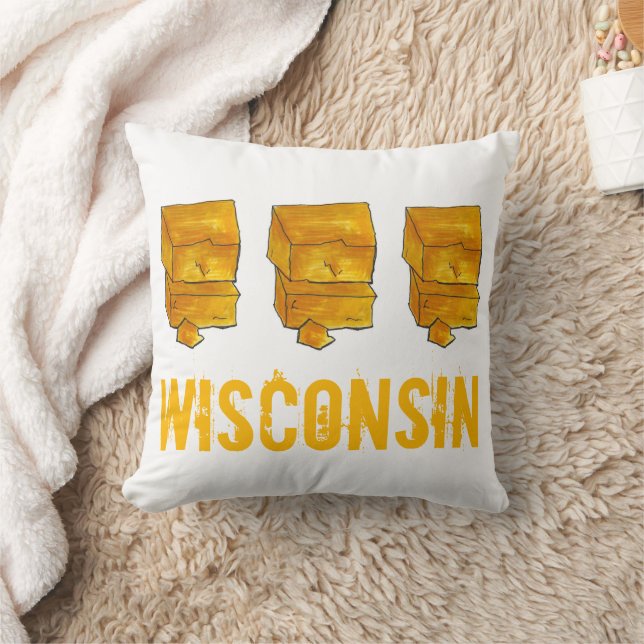 Wisconsin Yellow Cheddar Cheese Madison WI Foodie Throw Pillow (Blanket)