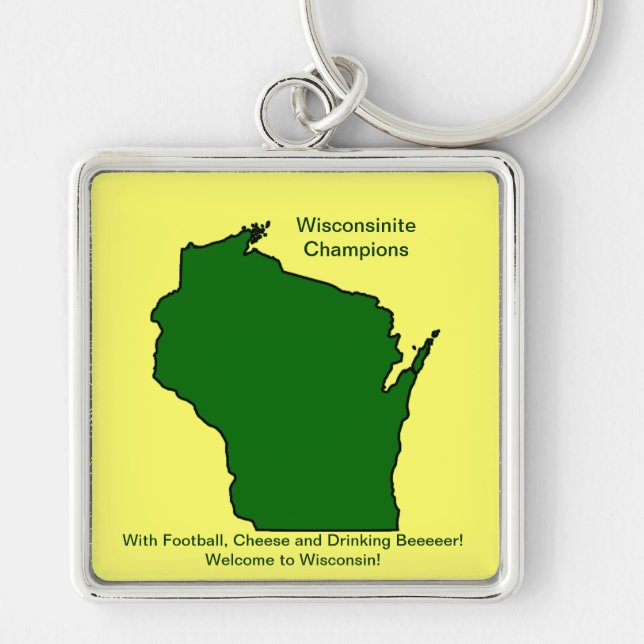 Wisconsinite Champions Football, Cheese and Beer Keychain (Front)
