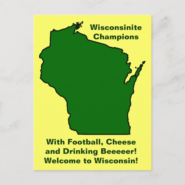 Wisconsinite Champions Football, Cheese and Beer Postcard (Front)