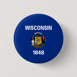 Wisconsinite Flag, Flag of Wisconsin 1 Inch Round Button