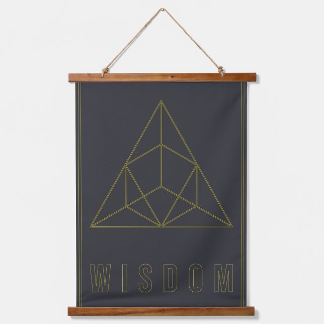Wisdom affirmation poster yellow geometric origami hanging tapestry (Front)