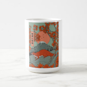Wisdom and intelligence vintage Japanese fox art . Magic Mug