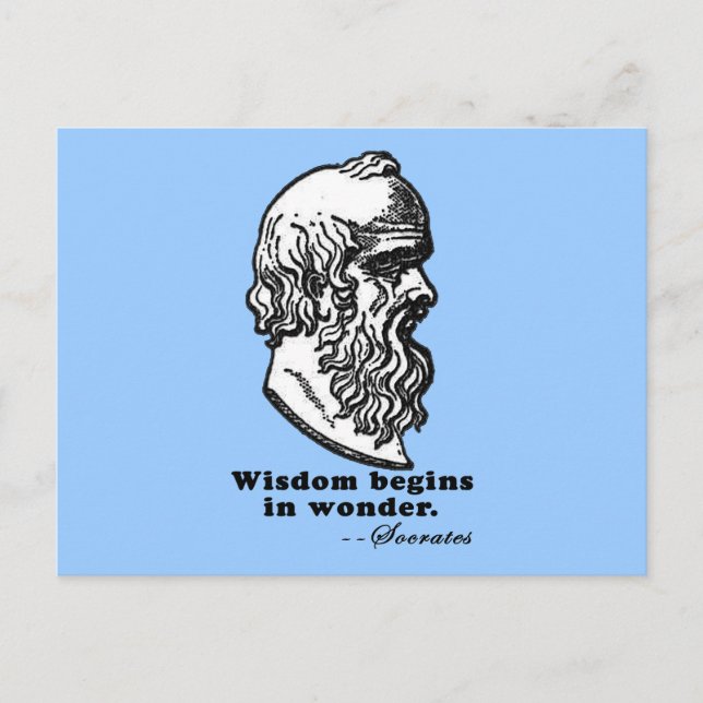 Wisdom Begins in Wonder Socrates Quote Tshirt Postcard (Front)