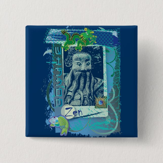 Wisdom Blue 2 Inch Square Button (Front)
