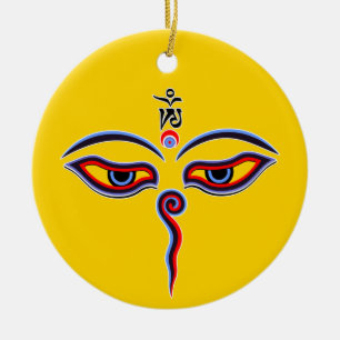 Wisdom Eyes Of Buddha - Bodhnath temple eyes Ceramic Ornament