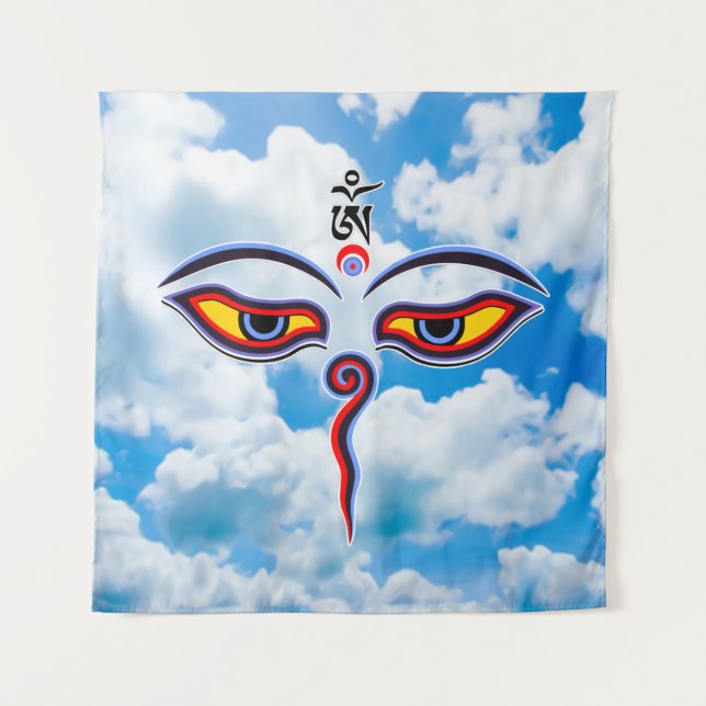 Wisdom Eyes Of Buddha - Bodhnath temple eyes Tapestry (Front)