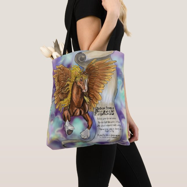 Wisdom from a Pegasus Tote Bag (Close Up)