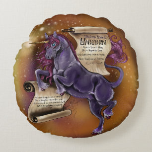 Wisdom from a Unicorn Round Pillow