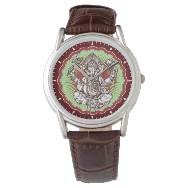 Wisdom Ganapati India Hindu Lord Ganesha Elephant Watch (Front)