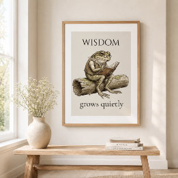 “Wisdom Grows Quietly Frog", Glossy Poster